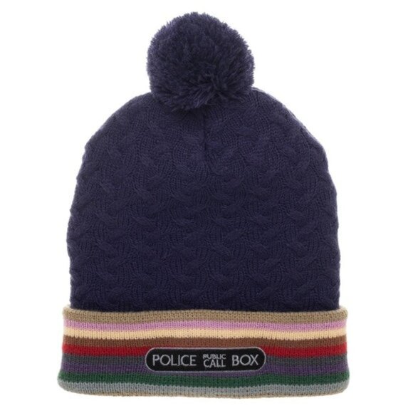 Dr. Who Accessories - Beanie/Warm Hat - Doctor Who - Tardis Police Public Call Box 13th Doctor - OS